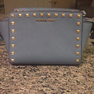 Blue MK Stud Satchel